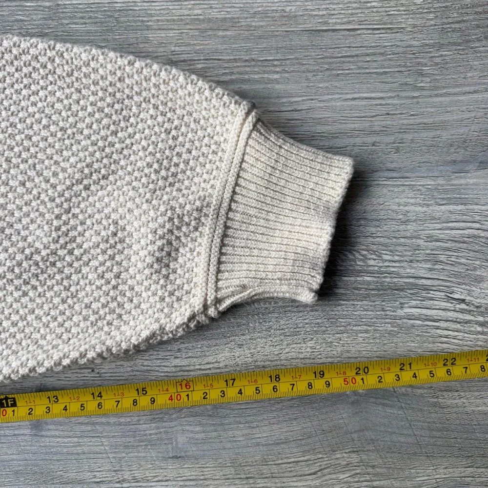 Vintage McBriar Cotton V-Neck Sweater Mens Large Cream Textured Knit USA Made